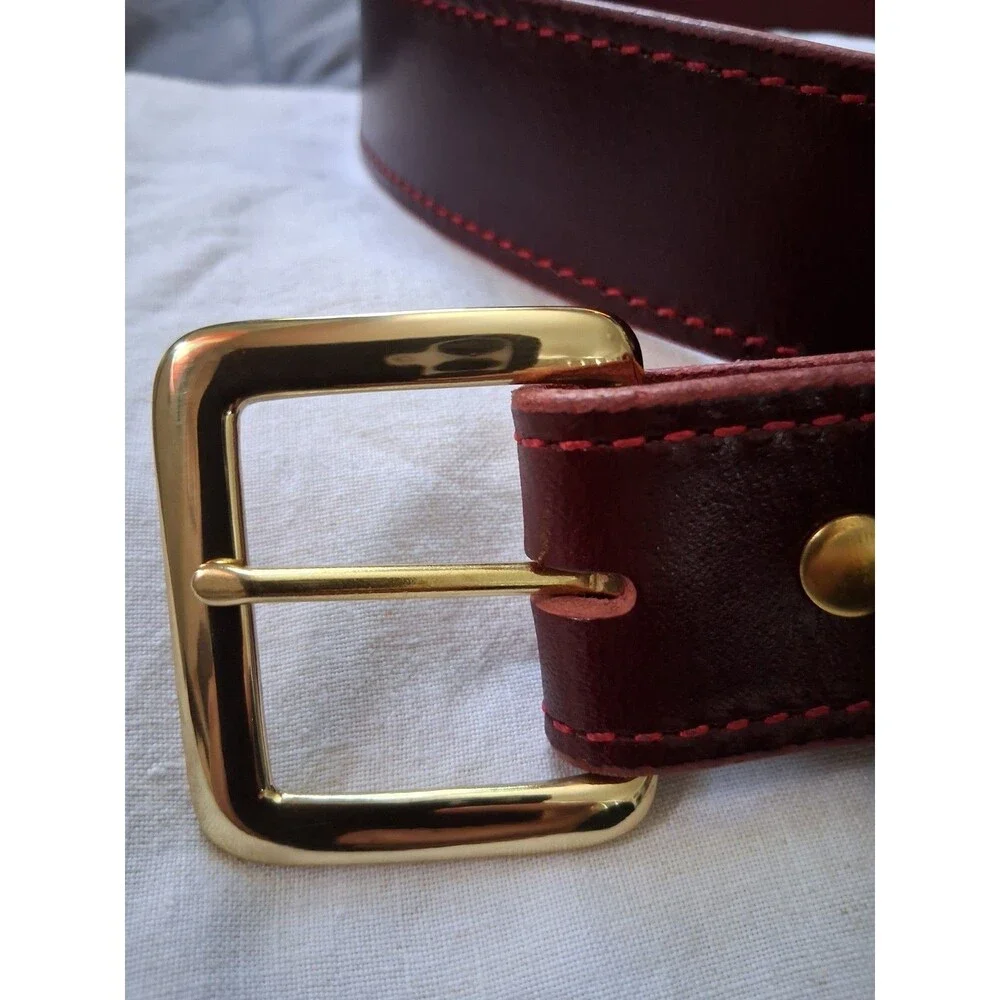 Forrest Hill Amish Made Leather Men's Red  Belt Size 40 1.75in Adjustable Buckle
